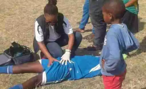 Photo Of A Female Medical Official Attending To A Male Footballer Goes Viral
